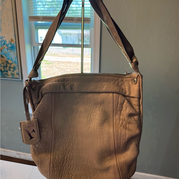 Furla Taupe Leather Shoulder Bag with Textured Finish - Picture 1 of 12